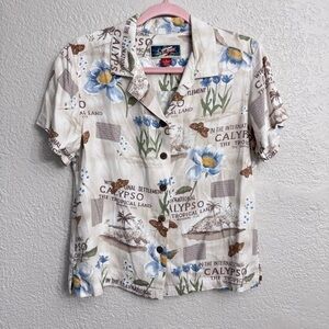 Vintage La Cabana Hawaiian Calypso Floral Shirt Women’s Small